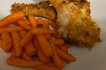 Chicken-Parmesan and honey-glazed baby carrots