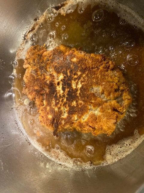 Steak fried in oil