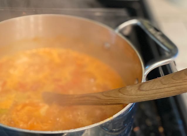 Easy Shrimp Gumbo boiling