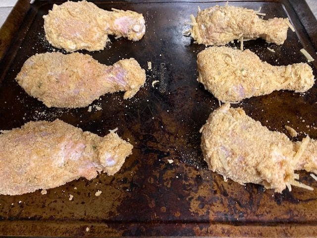 Parmesan Chicken Drumsticks before going in the oven