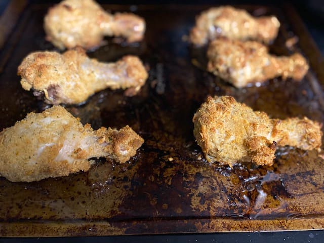 Parmesan Chicken Drumsticks after going in the oven