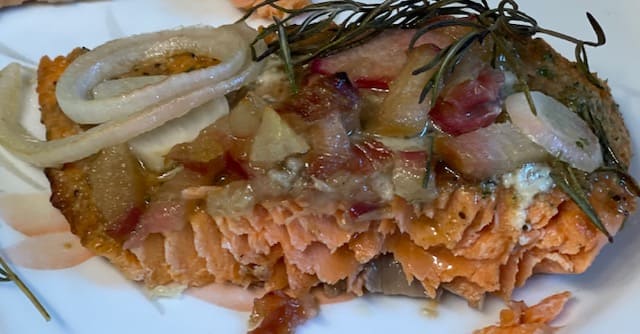 Rhubarb and Brown Sugar-n-Garlic Sauce Sneaky Salmon